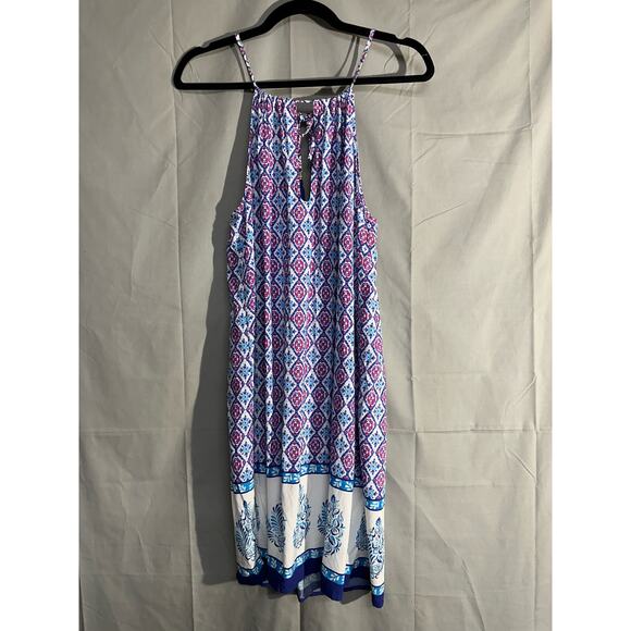 Tommy Bahama Dress Womens Small Blue Midi Halter Sundress Majorelle Flowy Beach - Picture 5 of 7